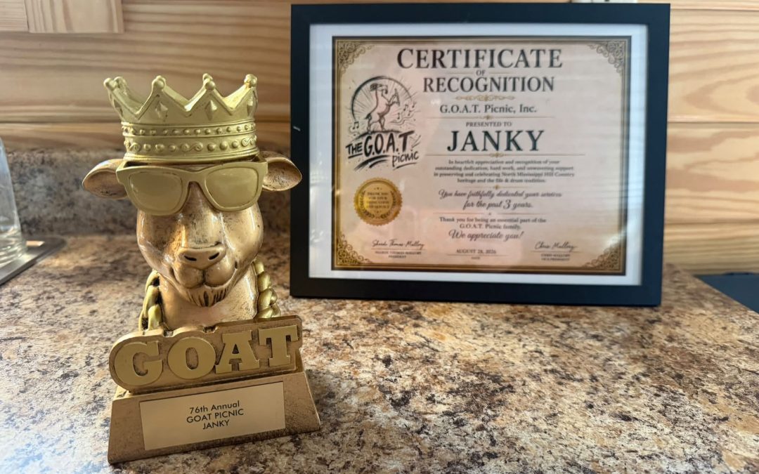 Janky is Honored to Be Given a GOAT Trophy